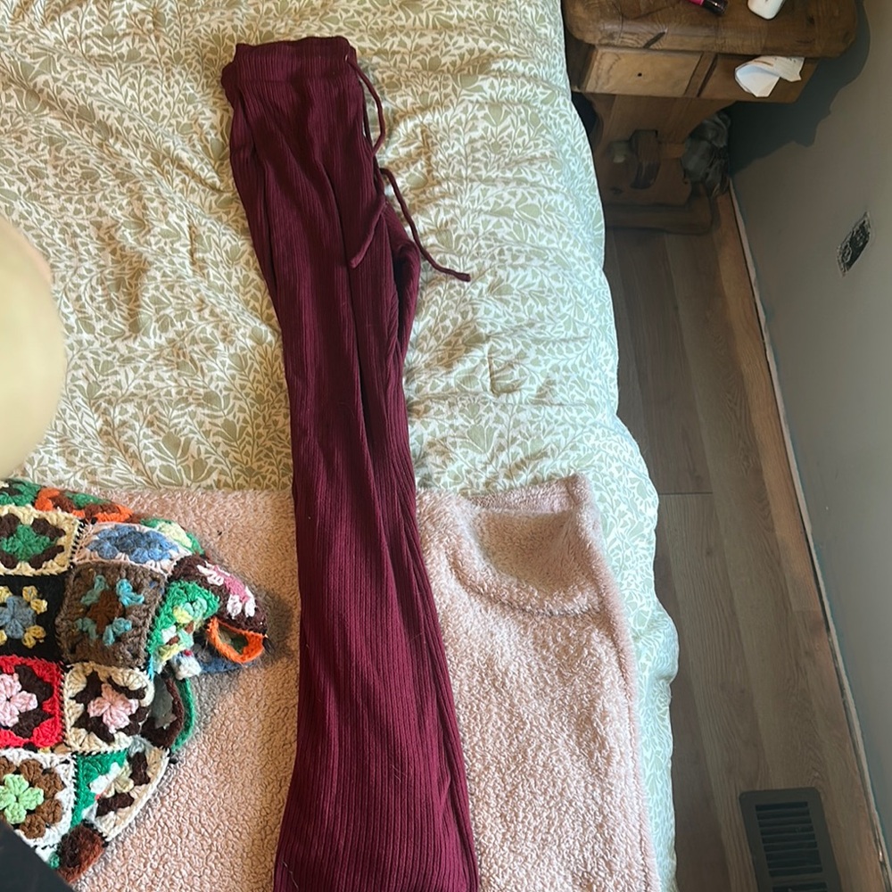 No Boundaries Maroon Ribbed Pants